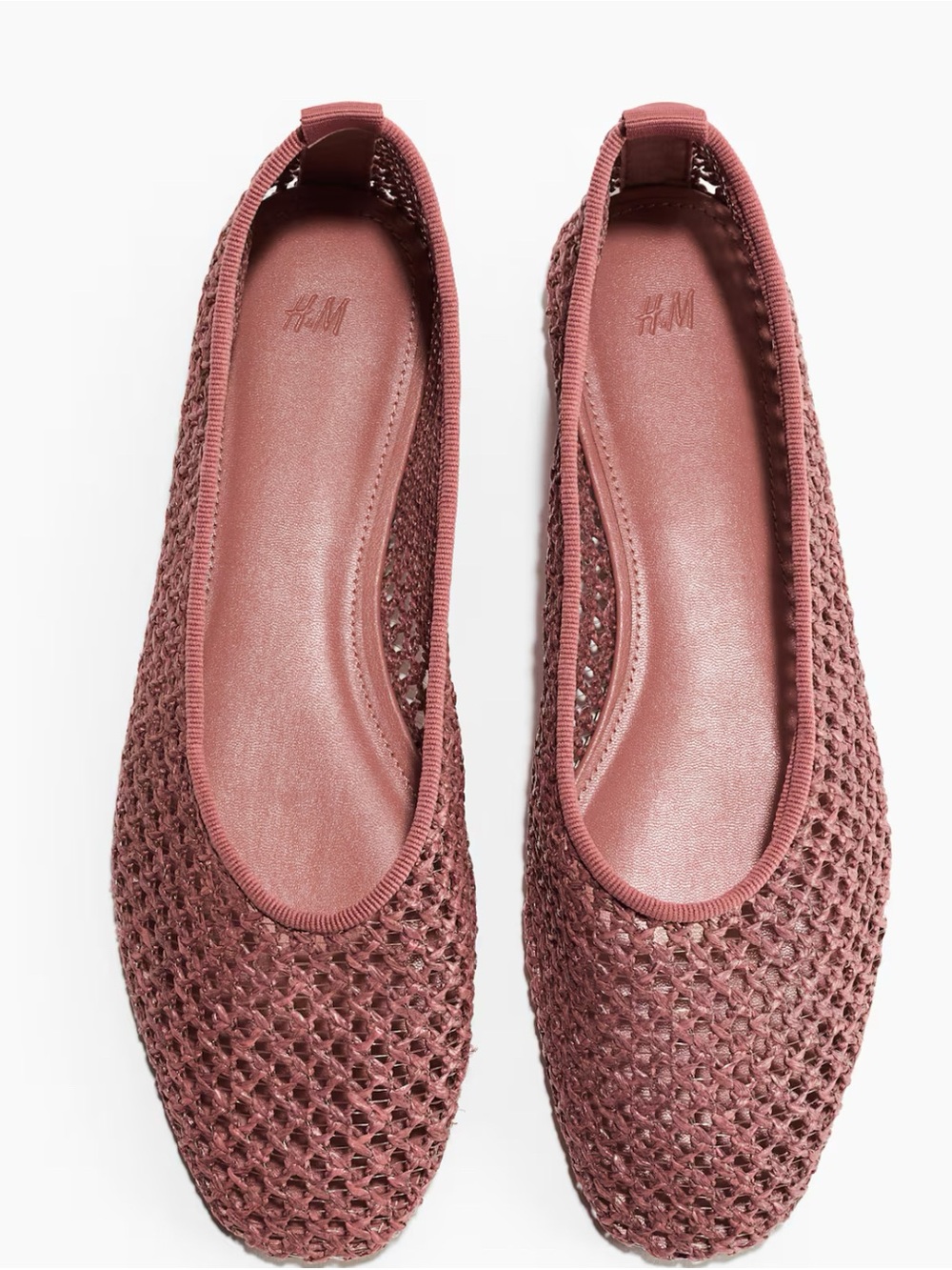 H&M Mauve Knit Slip-On Ballet Flats dust rose